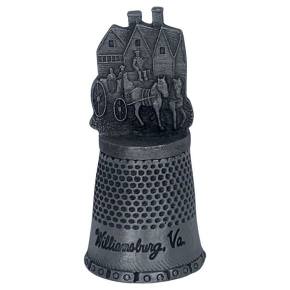 Fort Pewter Williamsburg Virginia Horse Buggy Vintage Sewing Thimble 1 5/8in - Picture 1 of 9